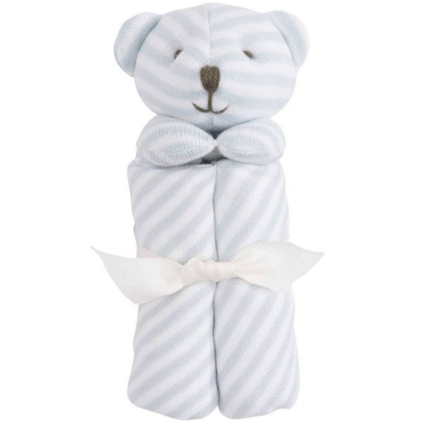 Elegant Baby Striped Blue Bear Blankie