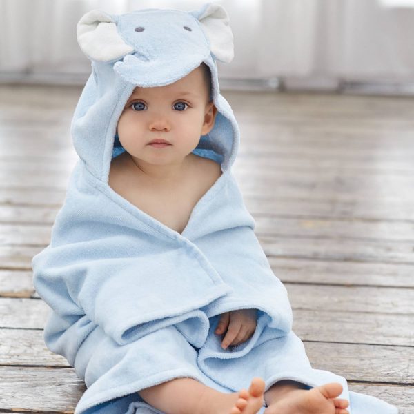 Elegant Baby Blue Elephant Hooded Towel