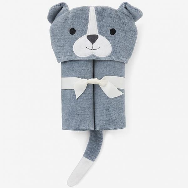 Elegant Baby Gray Puppy Hooded Towel For Babies