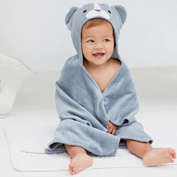 Elegant Baby Gray Puppy Hooded Towel For Newborns, Babies And Toddlers