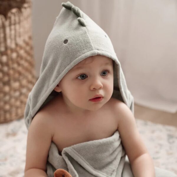 Elegant Baby Green Dinosaur Hooded Bath Wrap