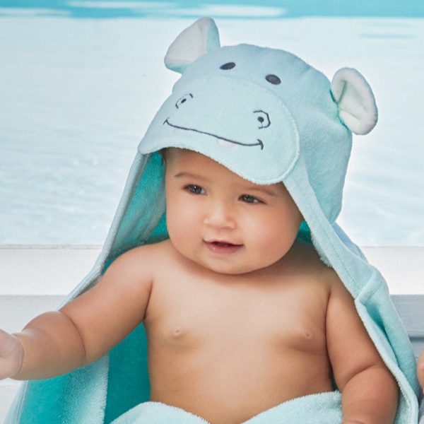 Elegant Baby Hippo Hooded Towel