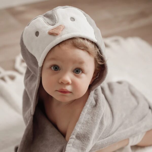 Elegant Baby Penguin Hooded Bath Wrap