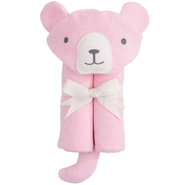 Elegant Baby Pink Bear Hooded Towel