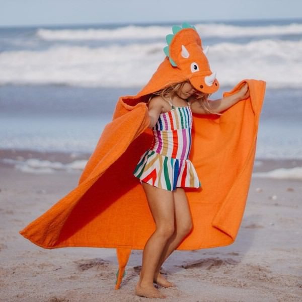 Yikes Twins Triceratops Dinosaur Hooded Towel - Stitch Sensations