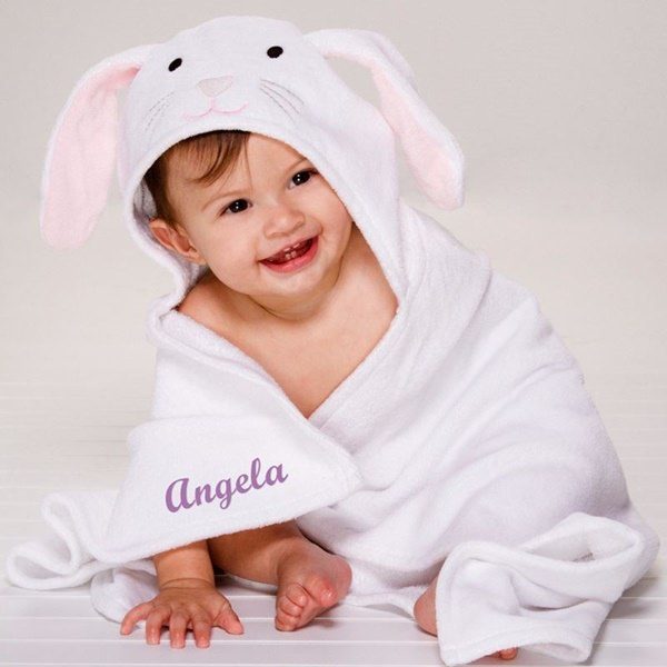 Elegant Baby Hooded Towel With Personalization On The Front