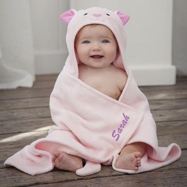 Elegant Baby Hooded Towel With Personalization On The Front